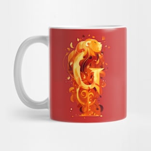 Fiery Lion and the Letter G - Fantasy Mug